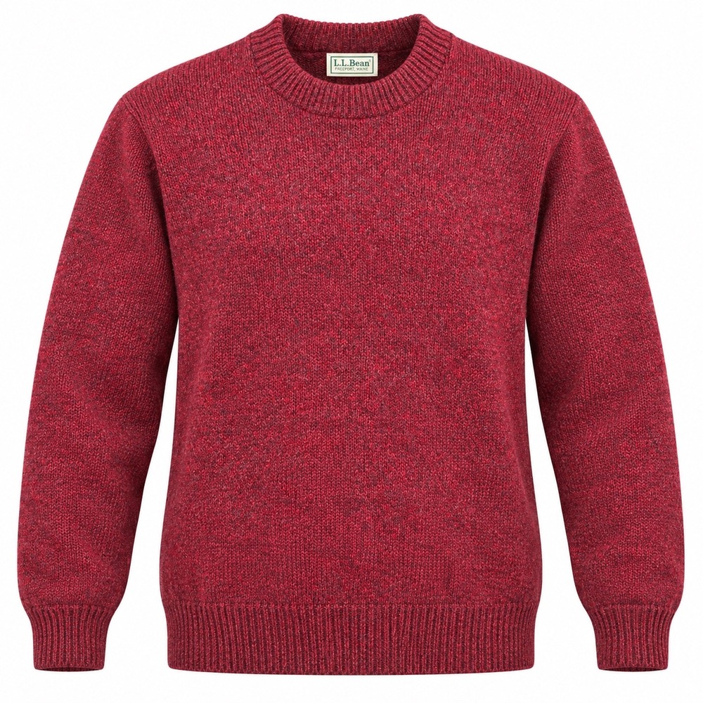 LL Bean vintage Wool blend Large Red Crewneck Sweater Made in USA cozy grandpa